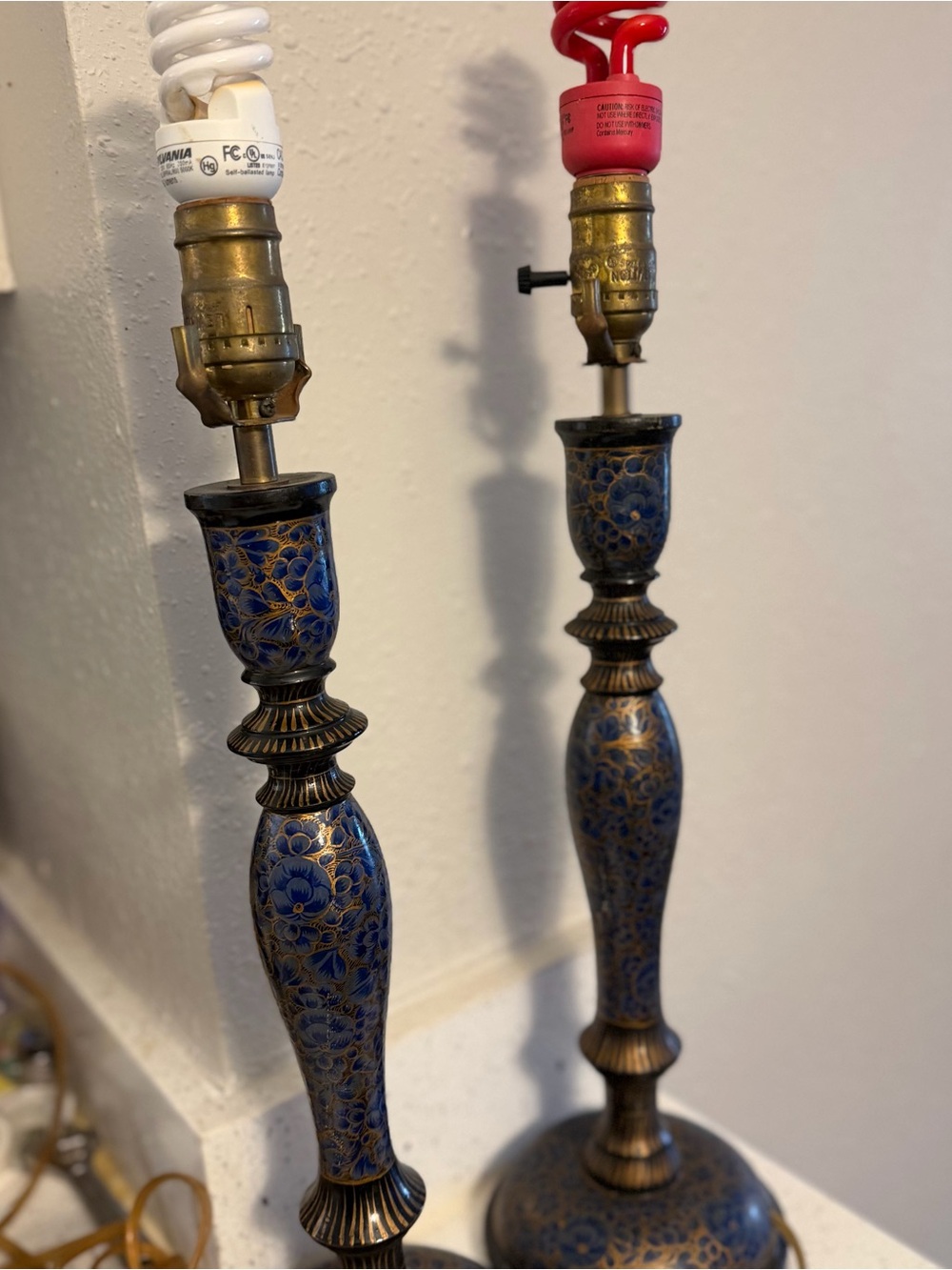 Blue and Gold Decorative Table Lamp Pair